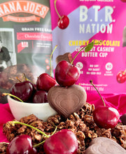 Load image into Gallery viewer, Nana Joes Granola and BTR Nation packages with chocolate hears, cherries and Chocolate Crunch Granola.
