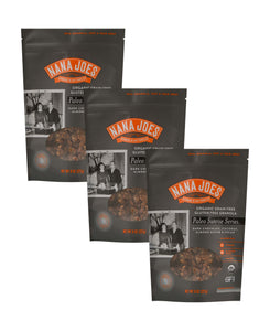 Three packages of Nana Joe's Paleo Sunrise Series on a white background