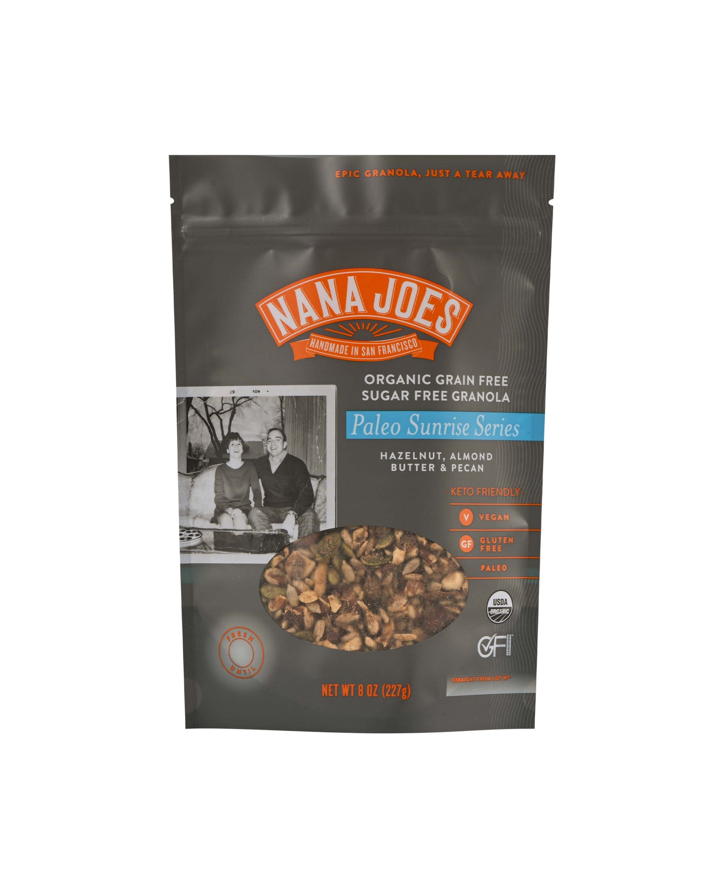 Nana Joes Granola Paleo Sunrise Hazelnut Keto Blend, front of bag 