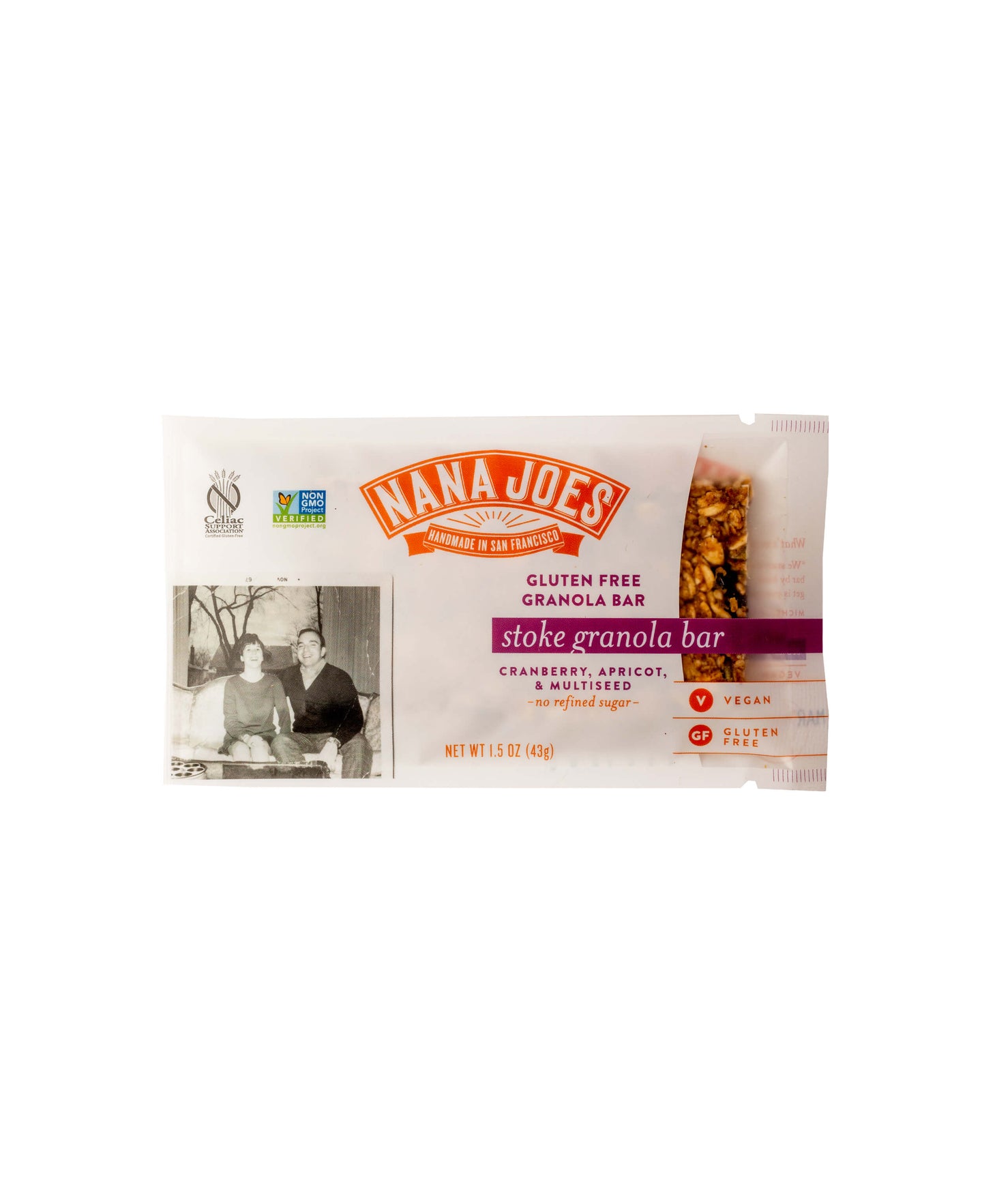 Stoke Granola Bar by Nana Joes Granola, front of package on a white background