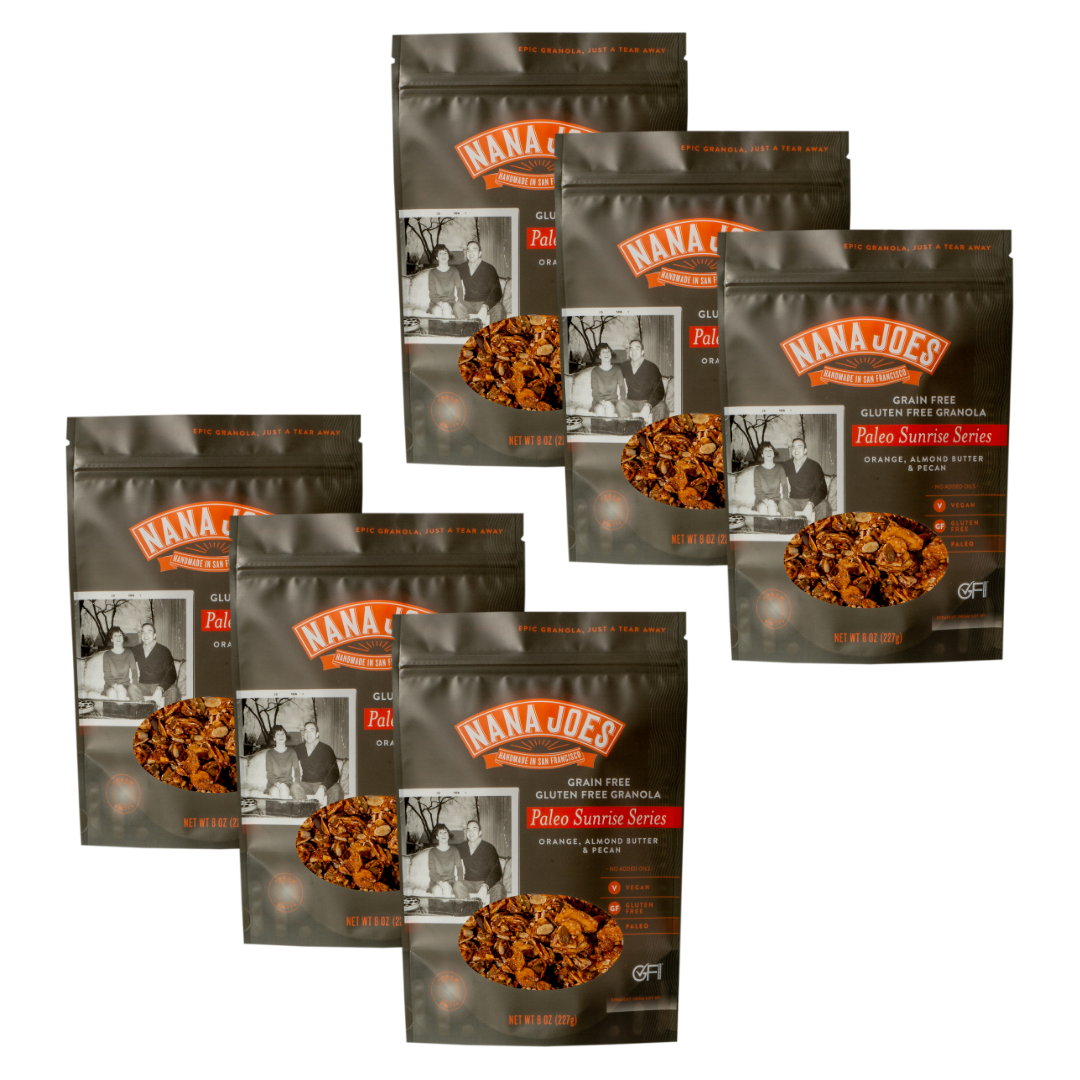 Organic Paleo Sunrise Series: Orange, Almond Butter and Pecan 6 pack, certified gluten free